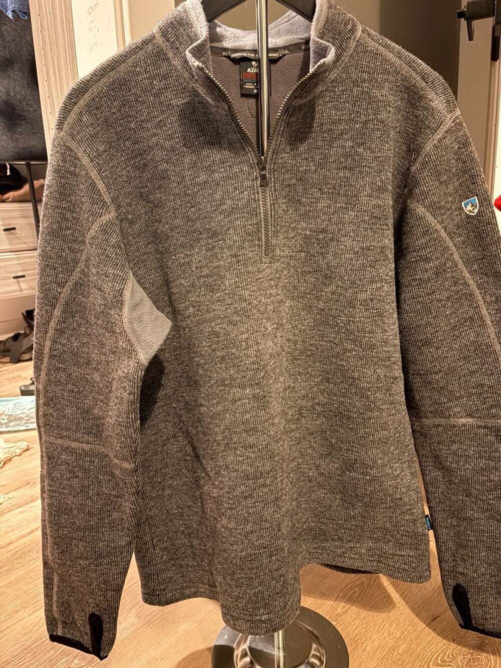 Kuhl Thermokore 1/4 Zip Pullover Sweater Size M Gray Fleece Lined